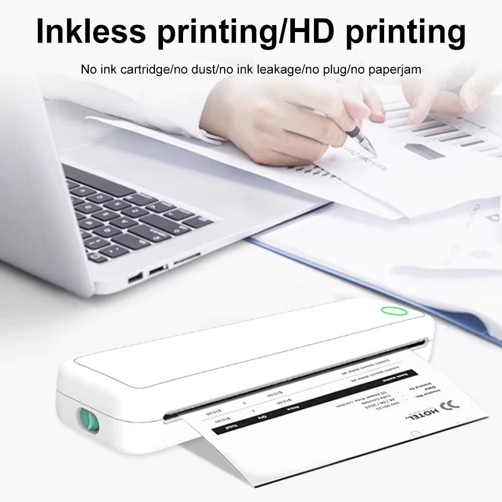 A4 Portable Thermal Printer Inkless BT Wireless Portable Printer with Printing Paper Min Portable A4 Label Maker Home Office Use