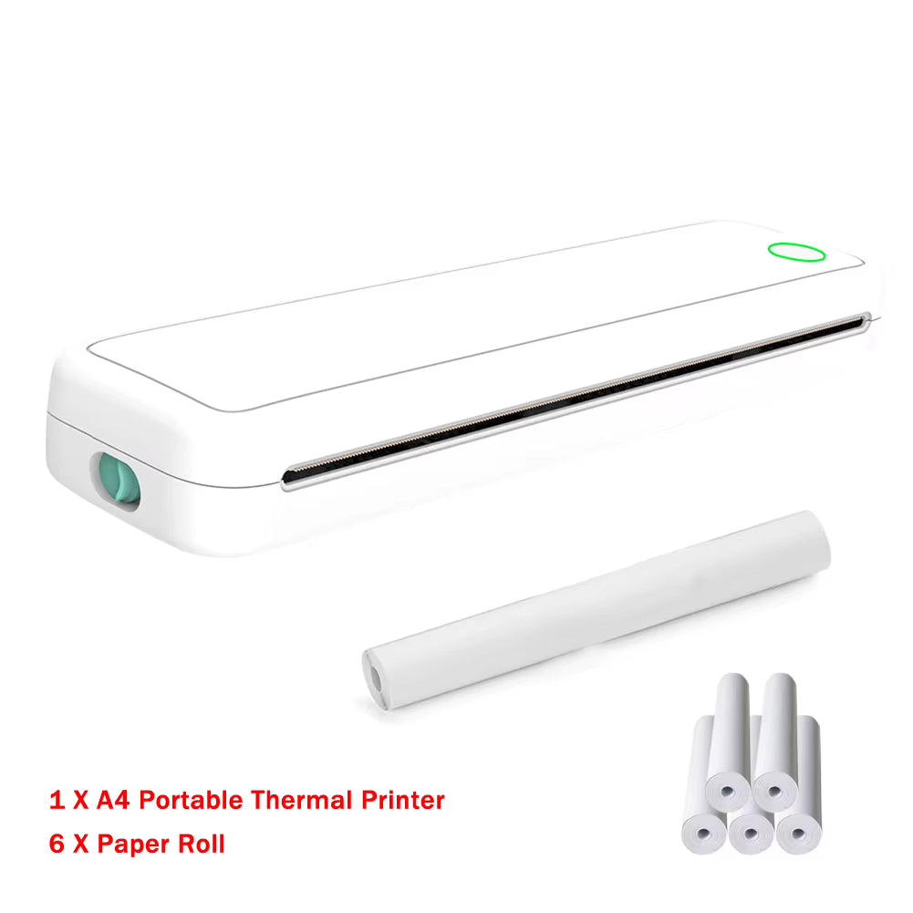 A4 Portable Thermal Printer Inkless BT Wireless Portable Printer with Printing Paper Min Portable A4 Label Maker Home Office Use